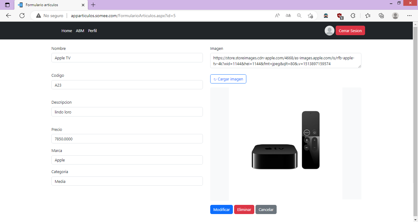 Modificar-Eliminar articulo